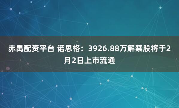 赤禹配资平台 诺思格：3926.88万解禁股将于2月2日上市流通