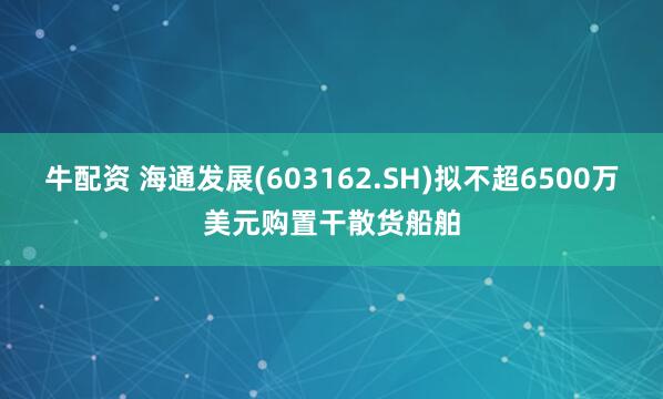 牛配资 海通发展(603162.SH)拟不超6500万美元购置干散货船舶