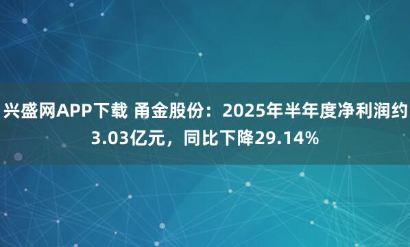 兴盛网APP下载 甬金股份：2025年半年度净利润约3.03亿元，同比下降29.14%